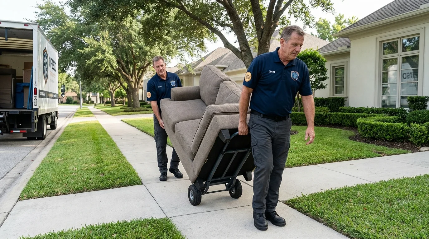 Local residential moving crew loading furniture in Muskego, WI